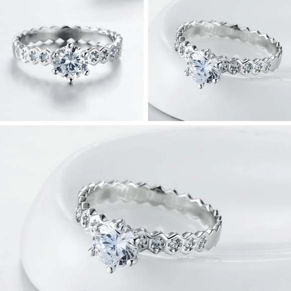 Jewelry - 925 Sterling Silver 1ct Cubic Zirconia Engagement